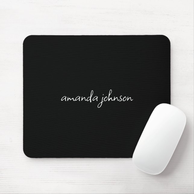 Professional Minimal Black and White Monogrammed Mouse Pad (With Mouse)
