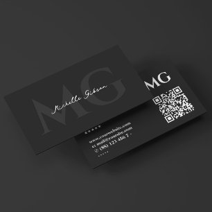 Professional Minimal Black Marketing Monogram  Business Card