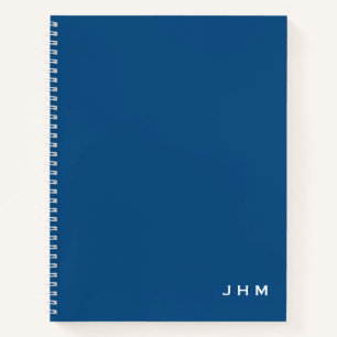 Professional Minimal Classic Blue & White Monogram Notebook