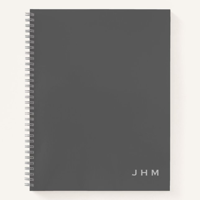 Professional Minimal Grey Monogram Initials Notebook (Front)