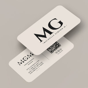 Professional Minimal Initials Sand Marketing Business Card