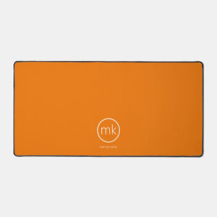 Professional Minimal Monogram Tangerine Orange Desk Mat