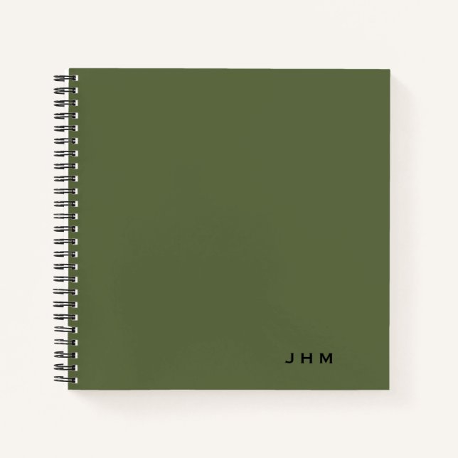 Professional Minimal Olive Monogram Notebook (Front)