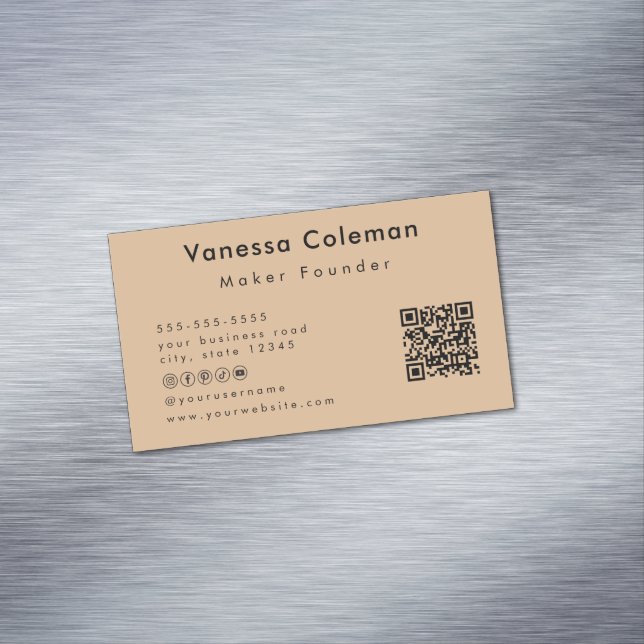 Professional Minimal Qr Code Rustic Business Card (In Situ)