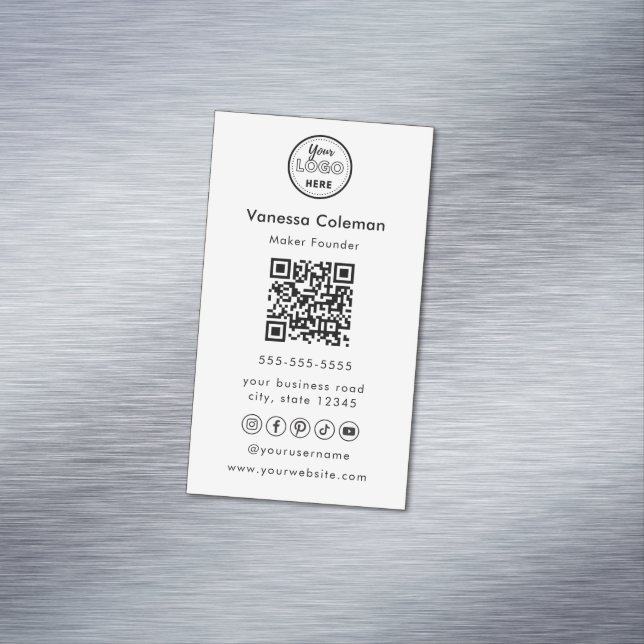 Professional Minimal Qr Code White Business Card (In Situ)