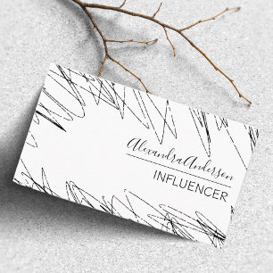 Professional Minimal Scribble Black And White  Business Card