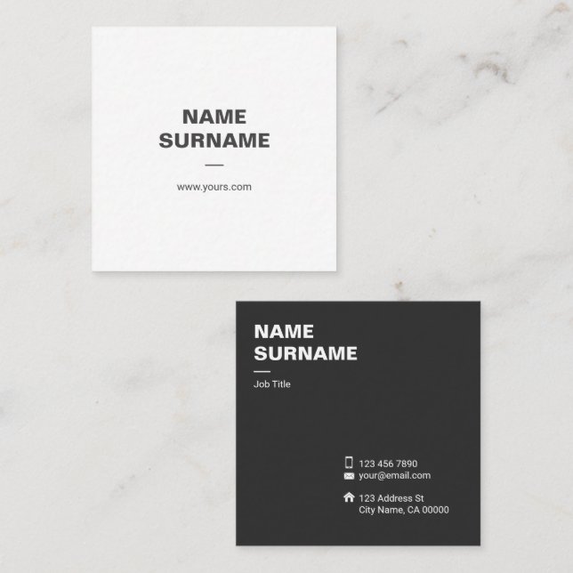 Professional Minimal Typo Square Business Card (Front/Back)
