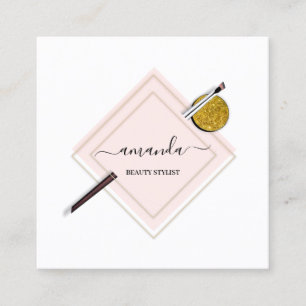 Professional Minimalism Frame Pink Rose Blush Square Business Card