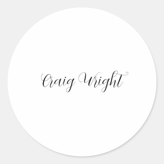 Professional Minimalist Add Name Personalised Classic Round Sticker (Front)