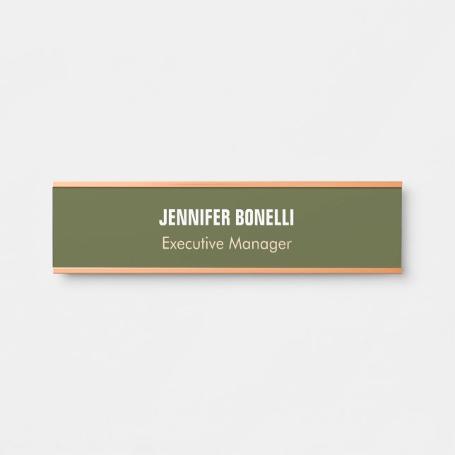 Professional minimalist add your name army green door sign (Front)
