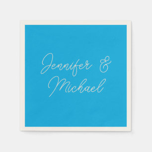 Professional minimalist azure blue calligraphy napkin