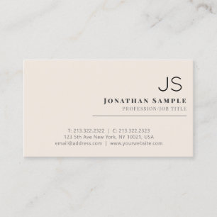 Professional Minimalist Beige Monogrammed Business Card