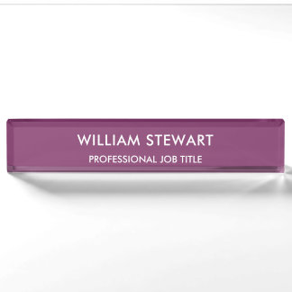 Professional Minimalist Berry Employee Staff Nameplate