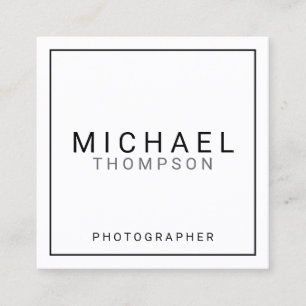 Professional Minimalist Black and White Square Business Card