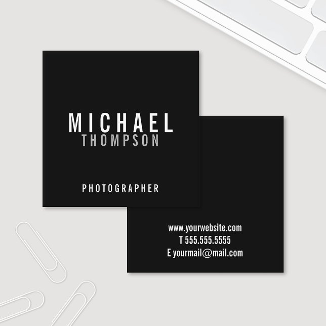 Professional Minimalist Black and White Square Business Card (Creator Uploaded)