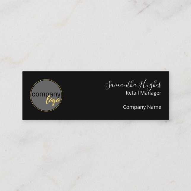 PROFESSIONAL MINIMALIST BLACK WHITE BUSINESS LOGO MINI BUSINESS CARD (Front)
