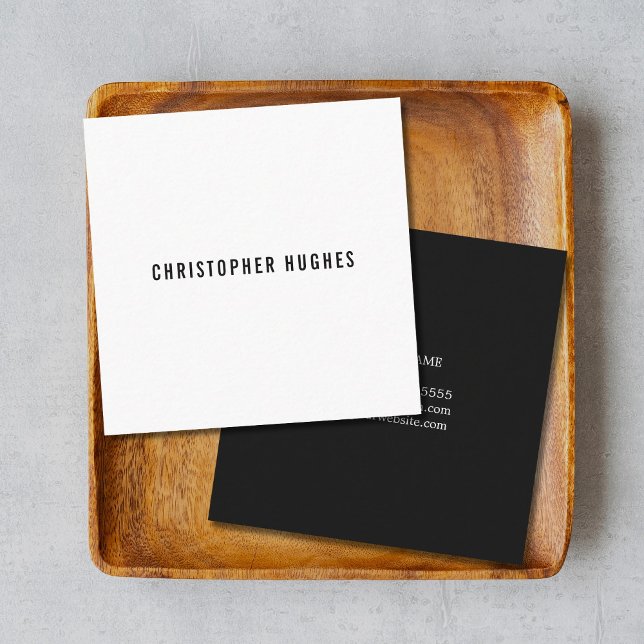 Professional Minimalist Black White Consultant Square Business Card (Creator Uploaded)