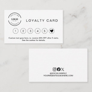 Professional Minimalist Black white Custom Logo Loyalty Card