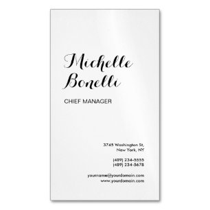 Professional Minimalist Black White Modern Magnetic Business Card