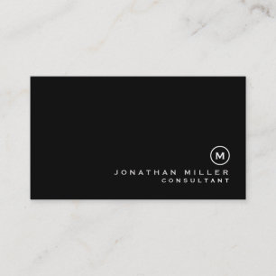 Professional Minimalist Black & White Monogram Bus Business Card