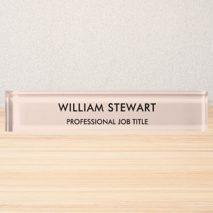Professional Minimalist Blush Pink Employee Staff Nameplate