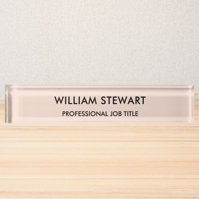 Professional Minimalist Blush Pink Employee Staff Nameplate (Creator Uploaded)