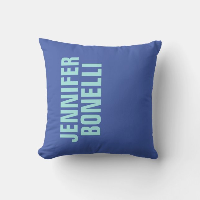 Professional minimalist bold blue name cushion (Front)