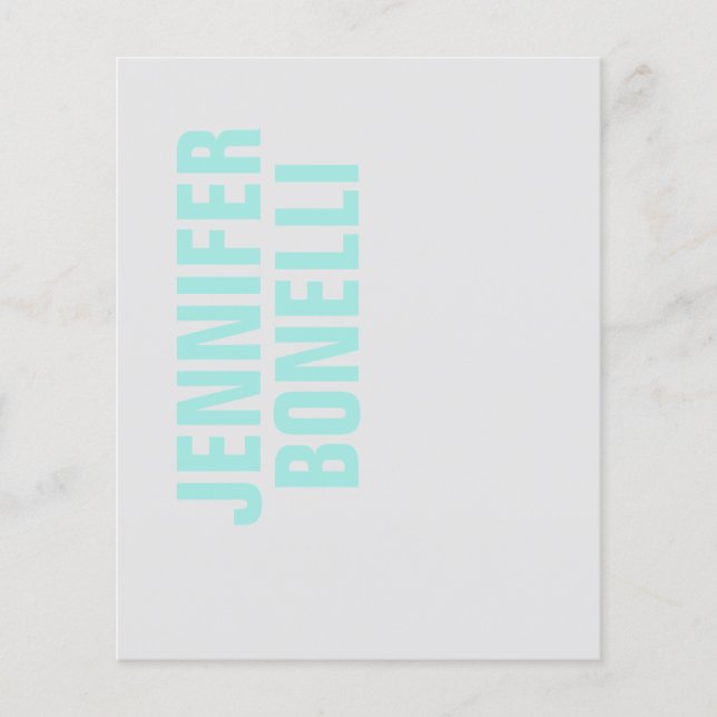 Professional minimalist bold blue name paper sheet (Front)