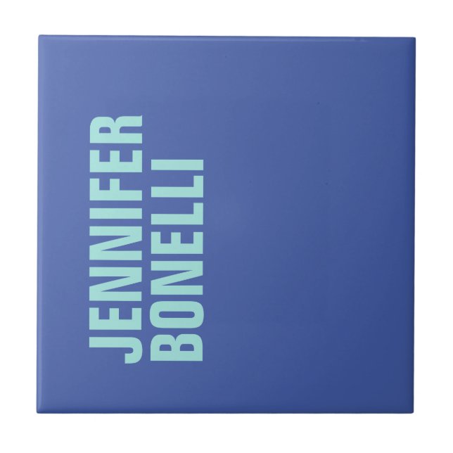 Professional minimalist bold blue name tile (Front)