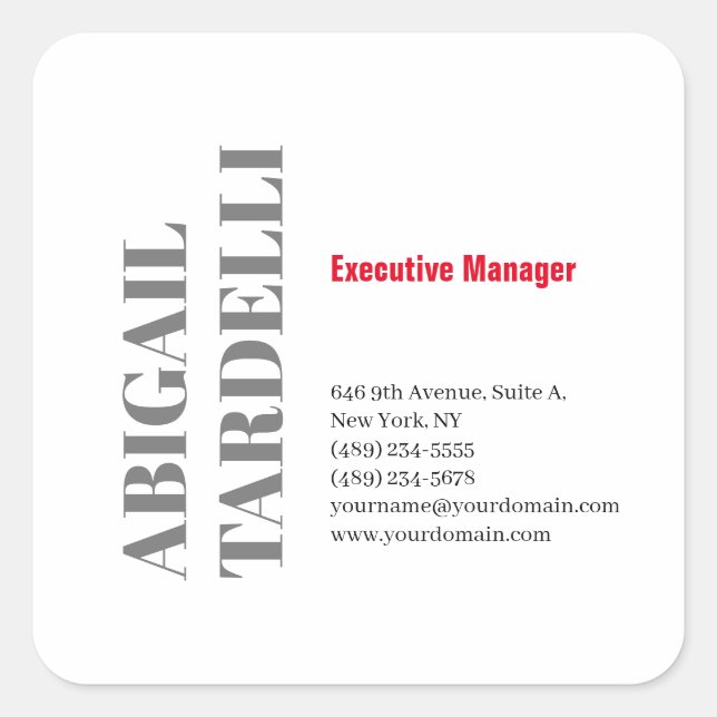 Professional minimalist bold modern custom plain square sticker (Front)