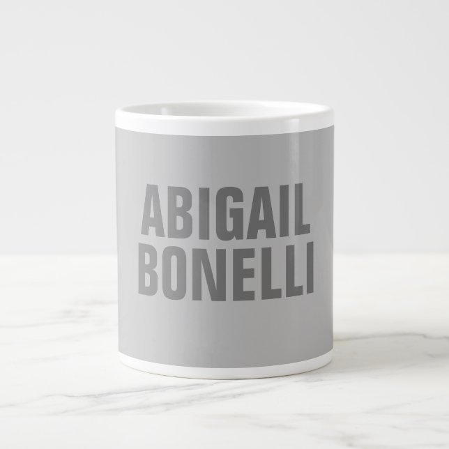 Professional minimalist bold modern grey name large coffee mug (Front)