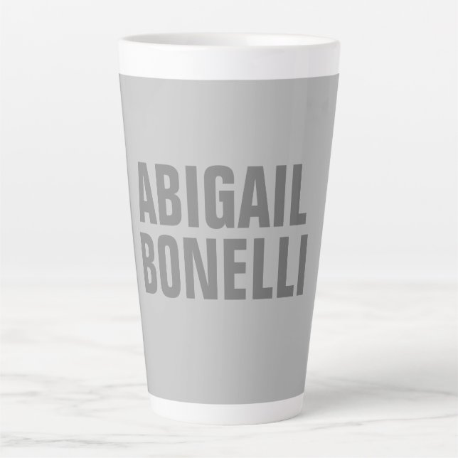 Professional minimalist bold modern grey name latte mug (Front)