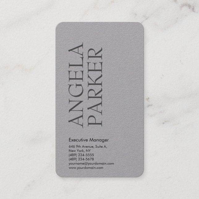 Professional minimalist bold modern grey plain business card (Front)