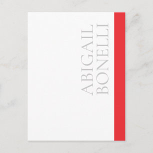 Professional minimalist bold modern grey red white announcement postcard