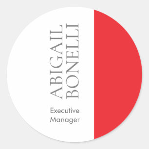 Professional minimalist bold modern grey red white classic round sticker