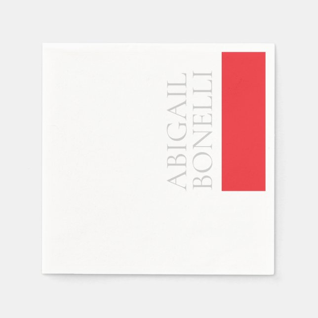 Professional minimalist bold modern grey red white napkin (Front)