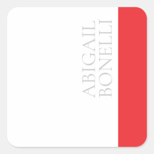 Professional minimalist bold modern grey red white square sticker