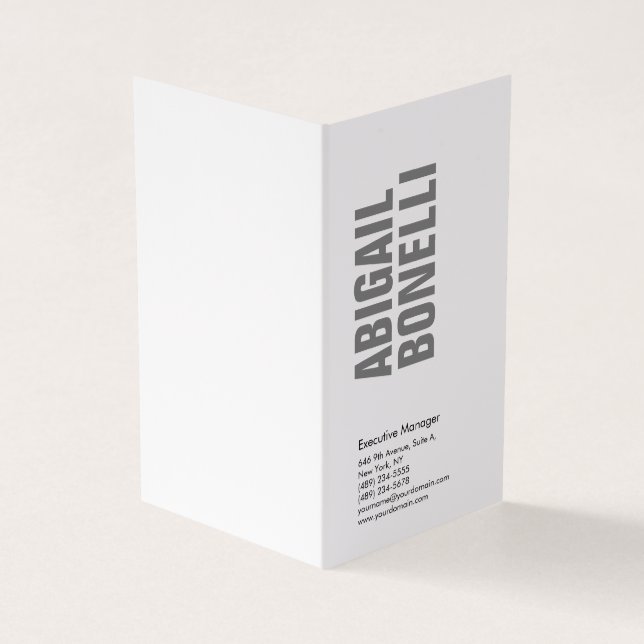 Professional minimalist bold modern grey white business card (Outside)