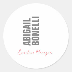 Professional minimalist bold modern grey white classic round sticker