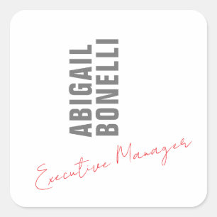 Professional minimalist bold modern grey white square sticker