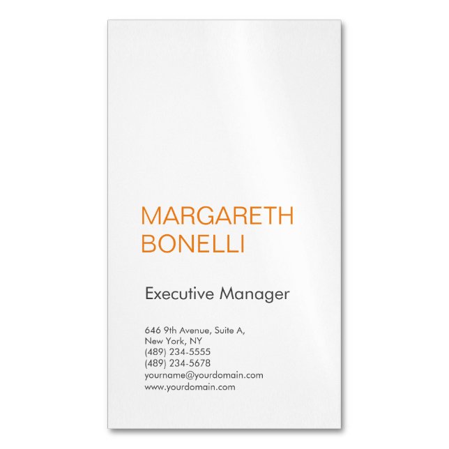 Professional minimalist bold modern magnetic business card (Front Vertical)