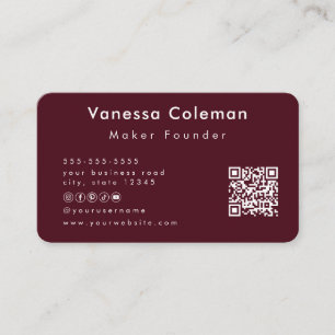 Professional Minimalist Burgundy Business Card