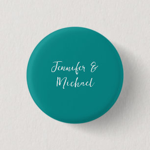 Professional minimalist calligraphy green blue 3 cm round badge