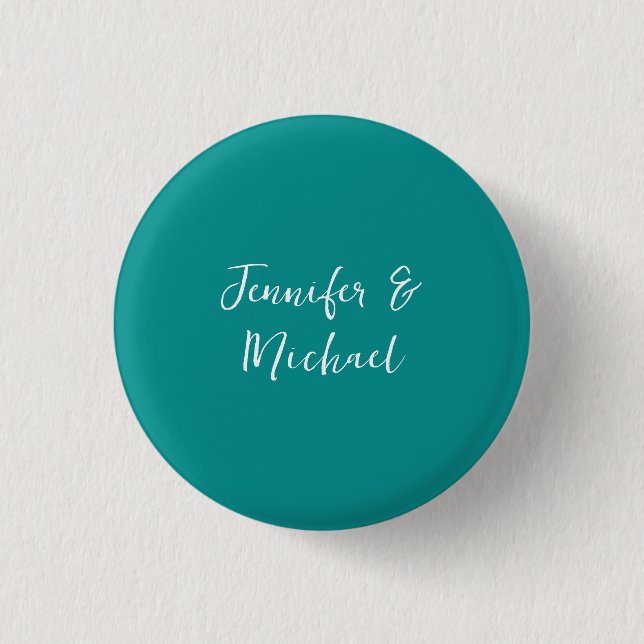 Professional minimalist calligraphy green blue 3 cm round badge (Front)