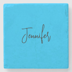 Professional minimalist calligraphy name sky blue stone coaster