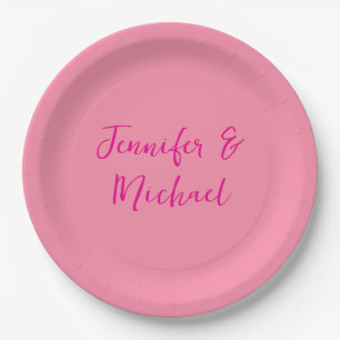Professional minimalist calligraphy pink colour paper plate