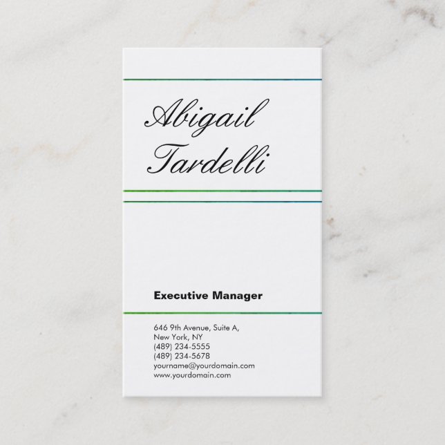 Professional minimalist classical handwriting business card (Front)
