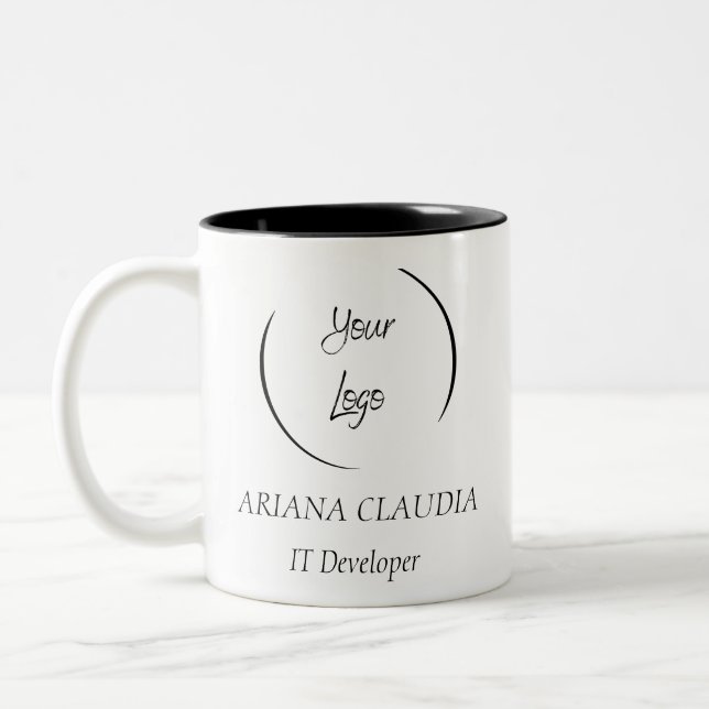 Professional Minimalist Custom  Logo  Two-Tone Coffee Mug (Left)