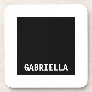 Professional minimalist custom name black white coaster