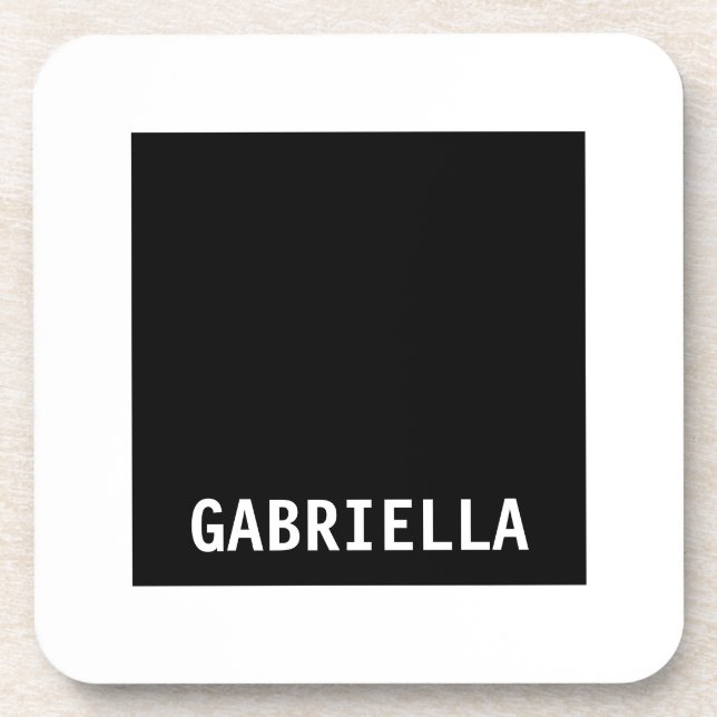 Professional minimalist custom name black white coaster (Front)